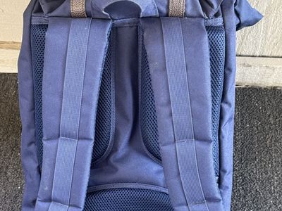 Herschel Supply Co. Navy Blue Backpack with Leather Straps & Padded Sleeve