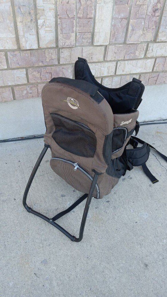 3 Hiking Backpacks, Snugli Baby Carrier, Water Bottle/Bladder Tank, Folding Versatile.