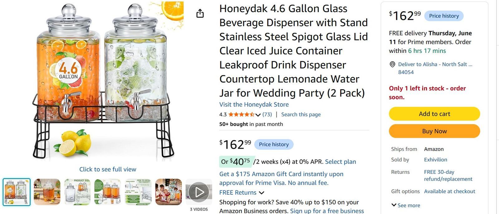 4.6 Gallon Drink Dispensers