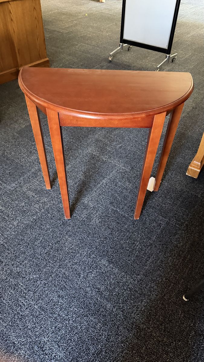 Cherry Half Moon Accent Table- Used by Skyline High Seminary - Must Go by 3 pm on 7/14/26