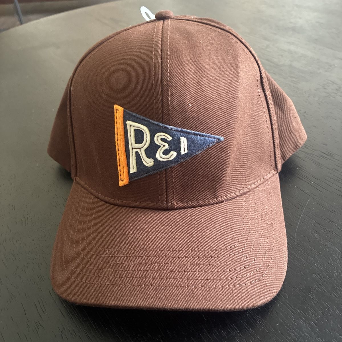 REI Co-op Unisex 6 Panel Trucker Hat NWT Brown Molasses Flag Logo One Size