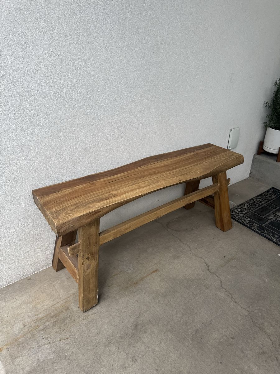 Rustic Live Edge Solid Wood Bench