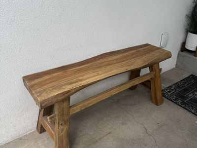 Rustic Live Edge Solid Wood Bench