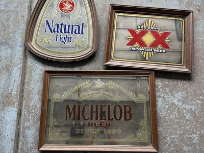Vintage Beer Bar Mirrors Set of 3 - Michelob, Dos Equis, Natural Light