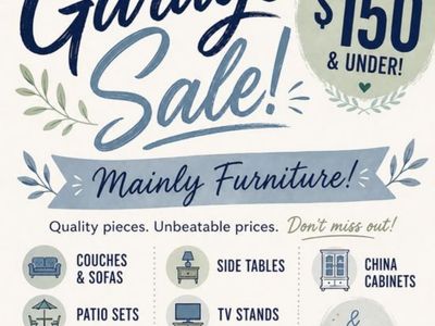 Huge Furniture Garage Sale - Aug 3 (Saratoga Springs, UT)