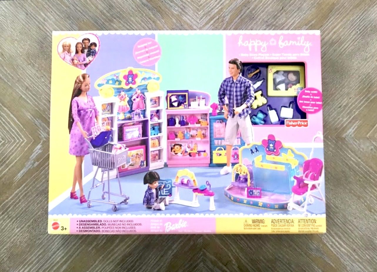 Barbie Happy Family Baby Store Playset (2003) - Shopping Fun with Midge & Alan, New Sealed