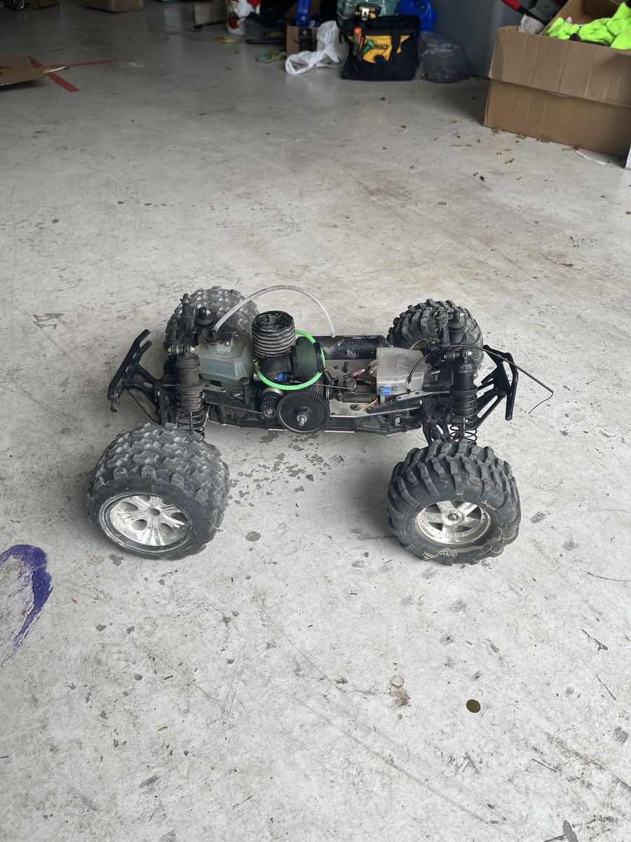 Nitro RC Monster Truck Chassis with Engine and Off-Road Tires