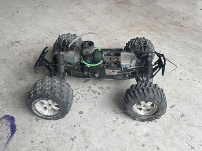 Nitro RC Monster Truck Chassis with Engine and Off-Road Tires