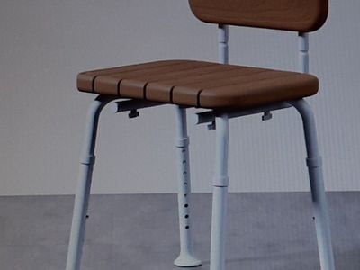 New Sharper Image Deluxe Shower Chair with Back - 350 lb Capacity - Extra Wide - Adjustable Height