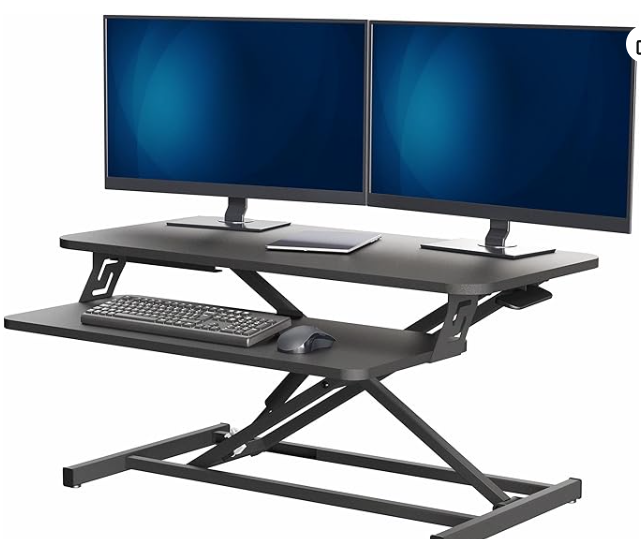 VIVO Height Adjustable 32 inch Stand Up Desk Converter, Quick Sit to Stand Tabletop Dual Monitor Riser Workstation