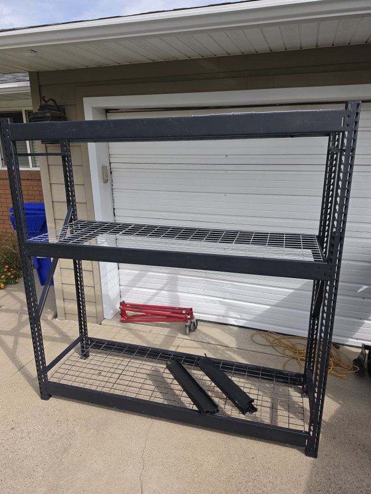 Heavy Duty Black Metal Garage Storage Shelving Unit with Wire Mesh Decks