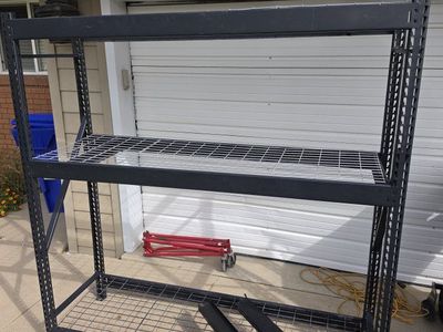 Heavy Duty Black Metal Garage Storage Shelving Unit with Wire Mesh Decks