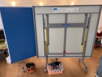 JOOLA Inside 15mm Folding Table Tennis Table with Wheels, Net Set, Paddles, and Balls - Excellent Condition