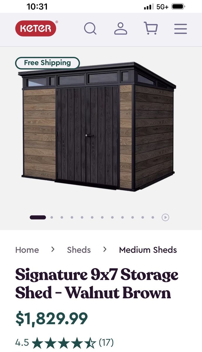 NEW Signature 9x7 Storage Shed - Walnut Brown