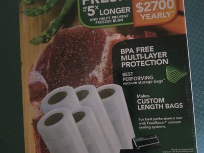 FoodSaver Vacuum Seal Rolls: 3x 11"x16' & 2x 8"x20' BPA-Free Multi-Layer Protection