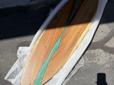 Olive Wood Resin River Ornamental Surfboard Decor - 120”x35” 3 Colors, Green, Blue, and Yellow