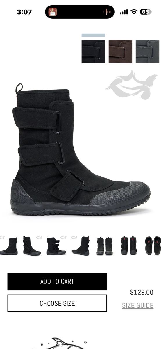 Fugu Japan Barefoot Mid-Calf Canvas Strap Boots - Dark Grey - US Men 8 / Women 10.5