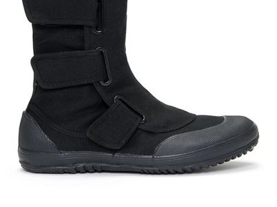 Fugu Japan Barefoot Mid-Calf Canvas Strap Boots - Dark Grey - US Men 8 / Women 10.5