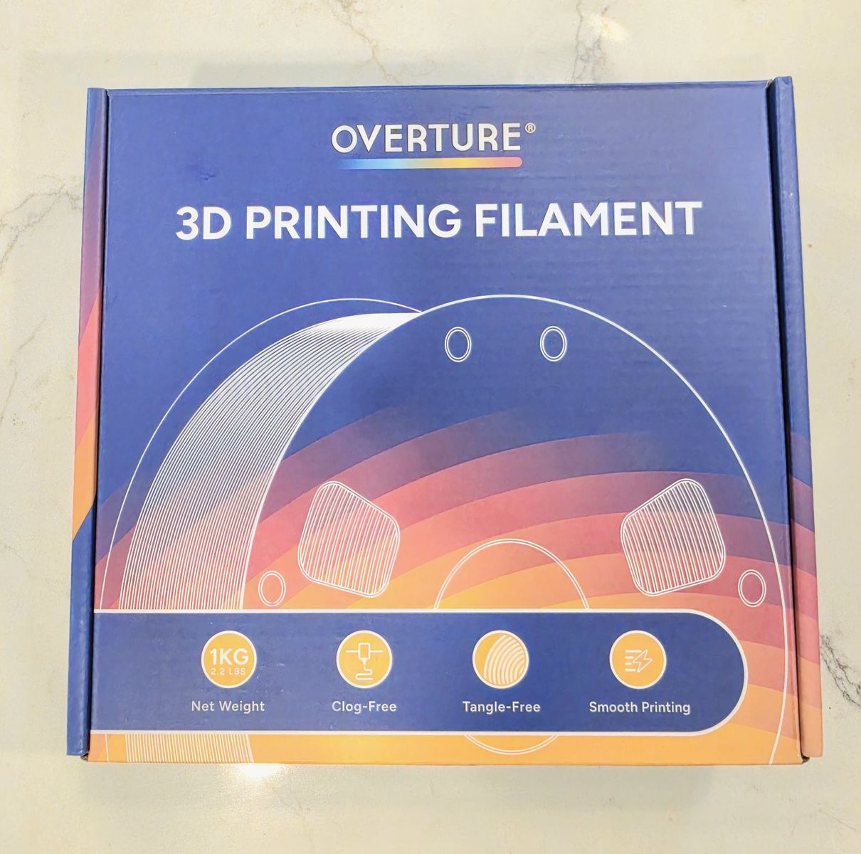 Overture PLA 3D Printing Filament - 1kg White 1.75mm (New in Box)