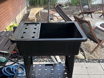 Freestanding Outdoor Utility Sink Station with High-Arc Faucet and Lower Shelf