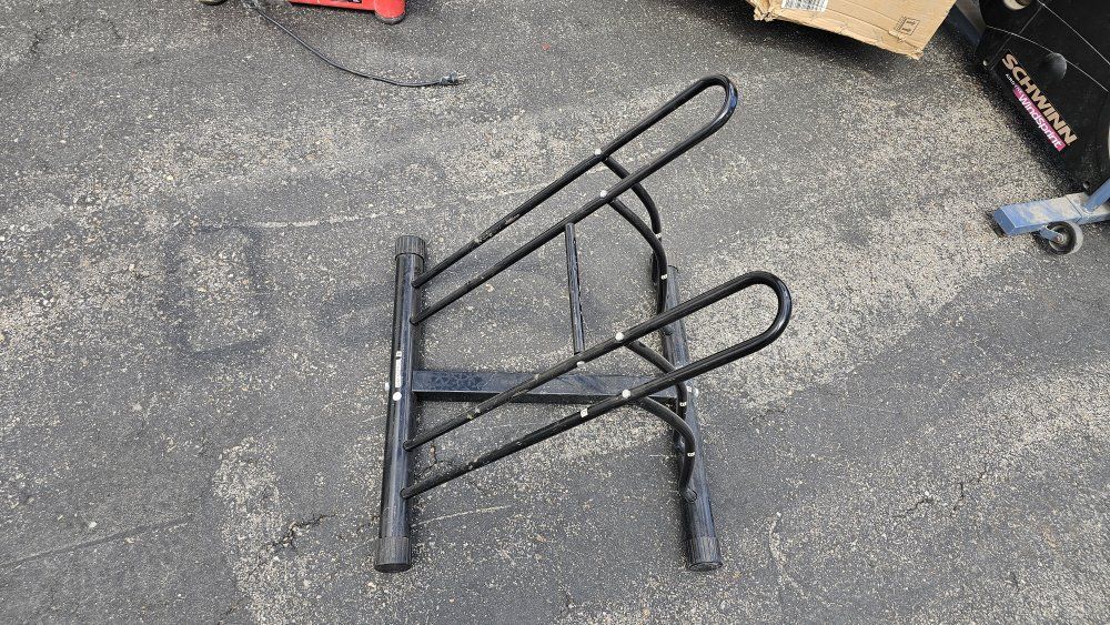 Black Metal Bike Rack - Holds 2 Bicycles, Floor Stand