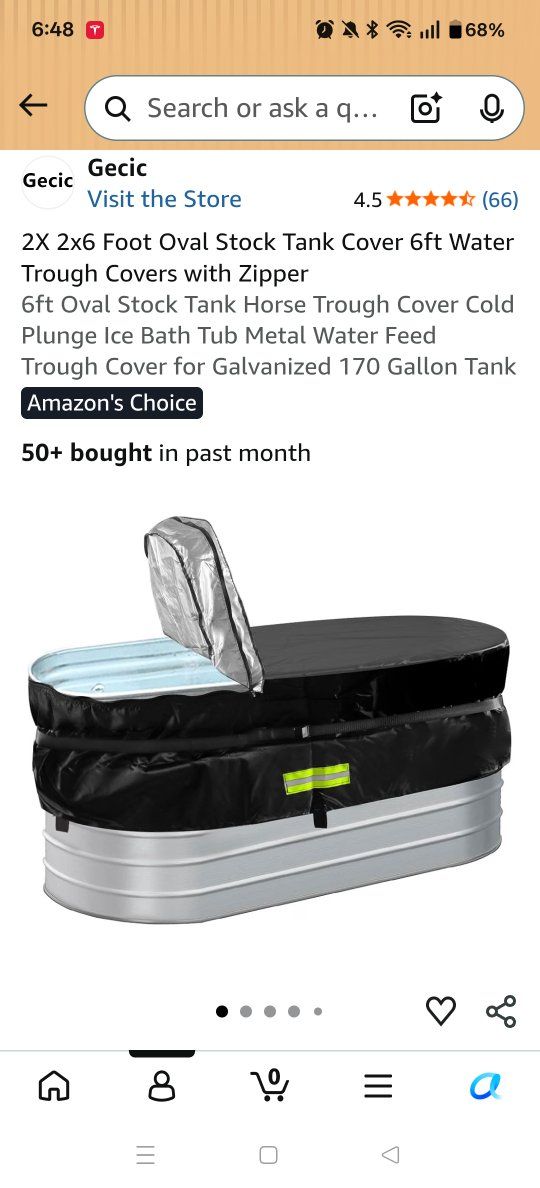 2x6ft Oval Stock Tank Cover with Zipper for Horse Trough & Ice Bath
