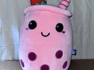 Squish Pillow - 12 inch - Strawberry Boba Tea