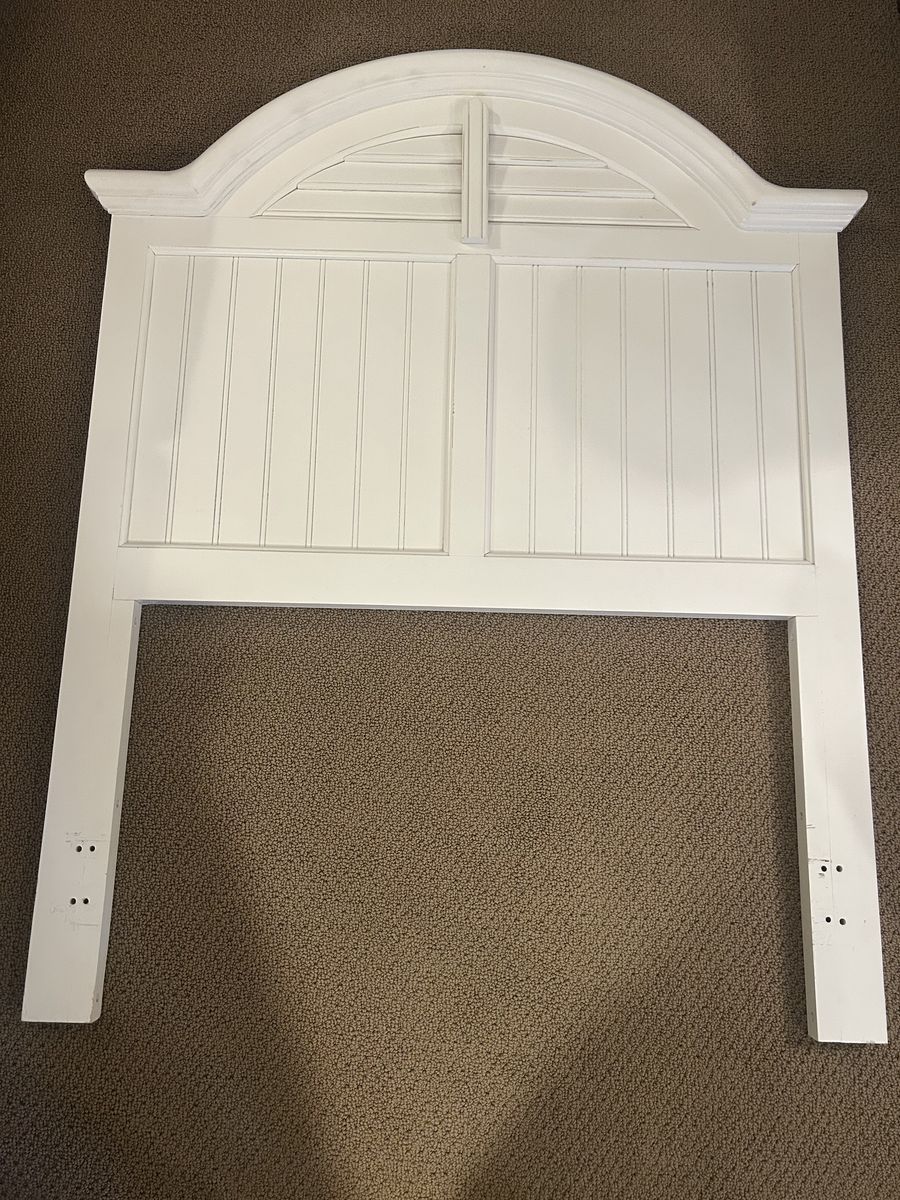 White twin headboard, wood "plantation shutter" look