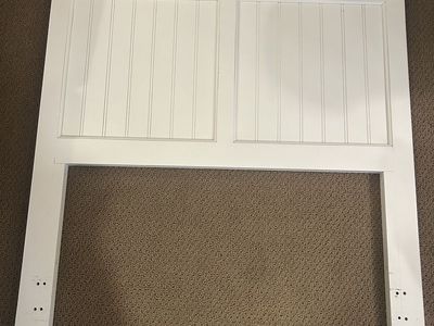 White twin headboard, wood "plantation shutter" look