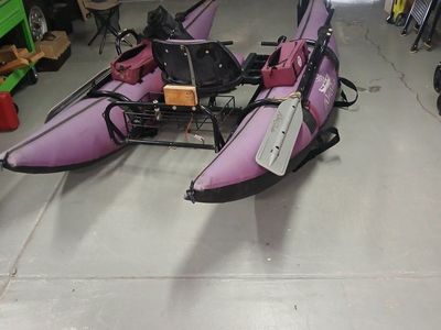 Water Skeeter Inflatable Pontoon Fishing Boat with Oars and Storage