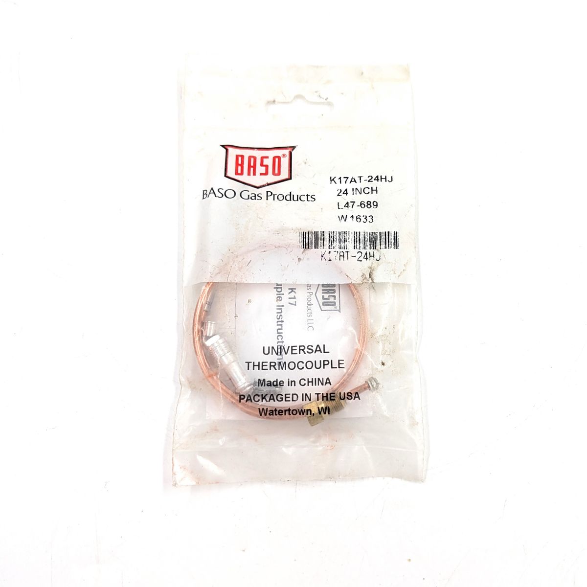 Baso Gas Products Universal Thermocouple 24 inch K7AT-24HJ