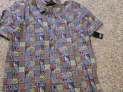 Billabong Men's S/S Reissue Harmony Shirt Size XLarge - Colorful Patchwork Button-Up