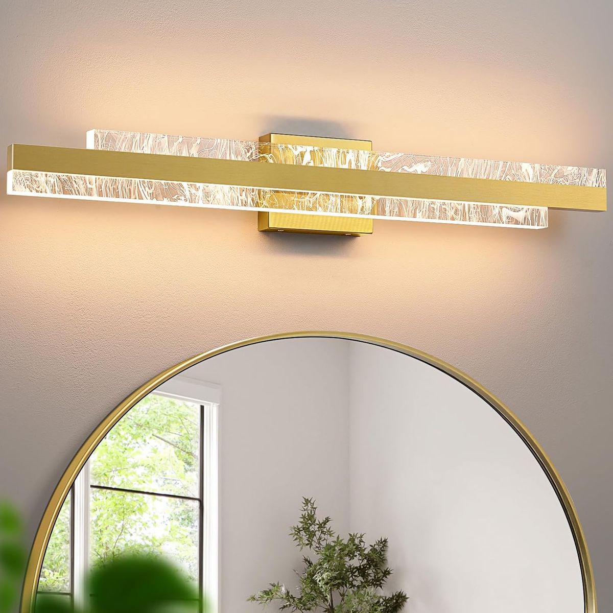 32" Modern Dimmable LED Bathroom Vanity Light, Brushed Gold