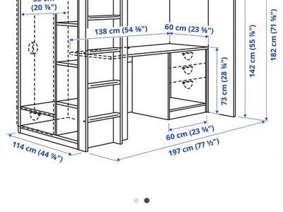 Loft bed with desk and closet