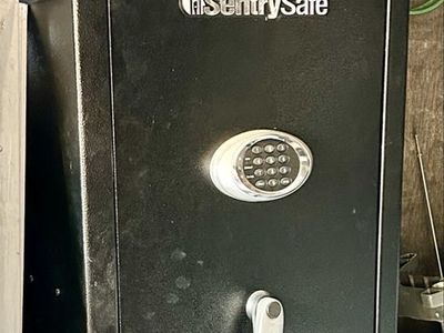 SentrySafe Black 14 Gun Digital Keypad Gun Safe with Top Mounted Lockbox Attachment Fireproof