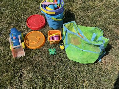 Kids Beach Sand Toys Set w/ Mesh Bag - Buckets, Shovels, Molds etc