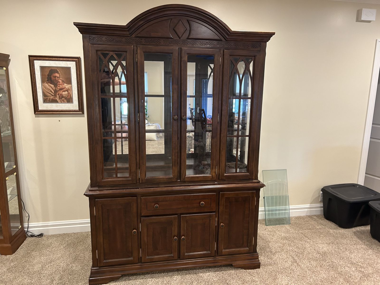 Dark Wood Display Case/China Cabinet