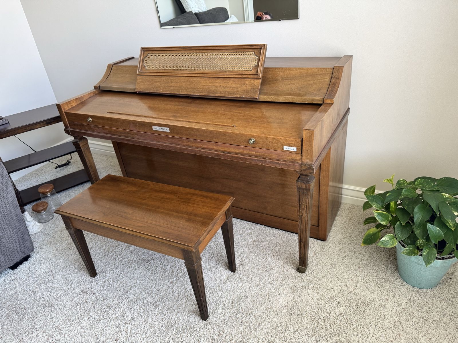 Vintage Baldwin Acrosonic Upright Piano with Matching Bench