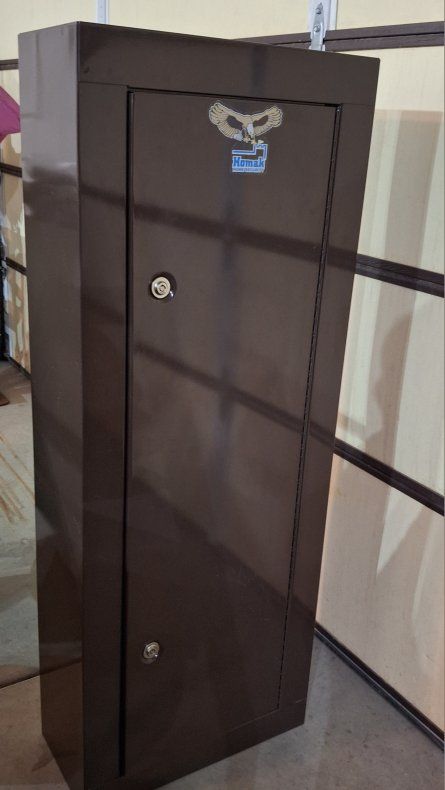 Used Homak Steel Security Gun Cabinet Safe Brown