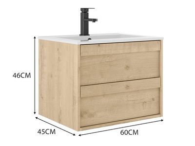 New Hanging Basin Cabinet 60 cm, Bathroom Furniture with Two Drawers