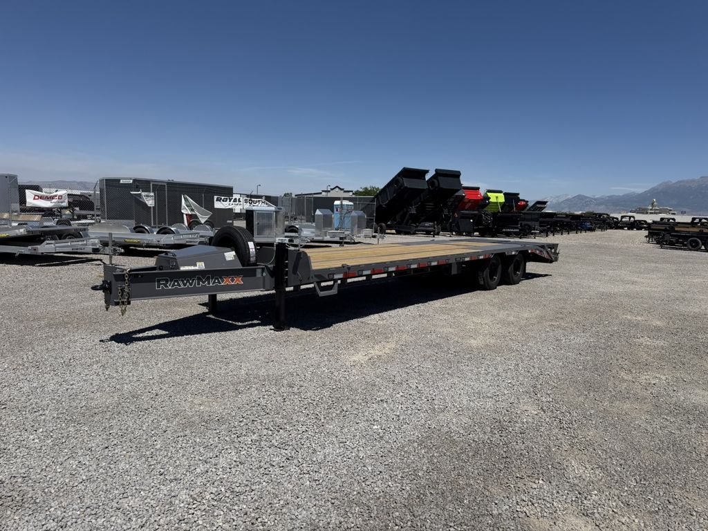 2026 RawMaxx 8.5x28 FDX Tandem Dual Pintle Equipment Flatbed Trailer