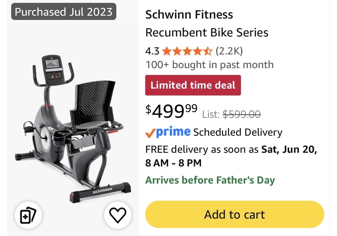 Schwinn Fitness Recumbent Exercise Bike Series - Gently Used