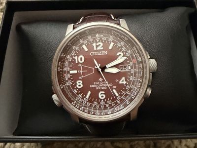 Citizen CB0248-01X Eco-Drive Promaster Sky Perpetual World Time Watch 42mm Brown Leather