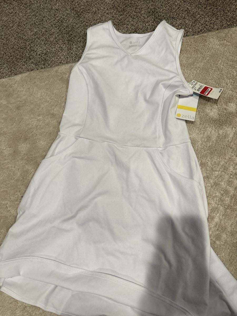 NWT Zella White Athletic Dress with Pockets Size L