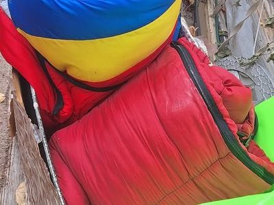 Winter /Ski Coats, boots, mummy bags, gloves, hats, tarps dog food for Homeless