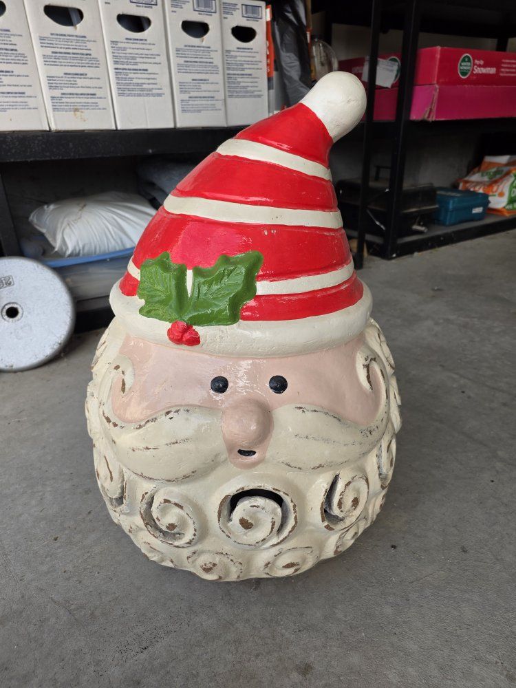 Ceramic large outdoor Santa Claus light/candle holder