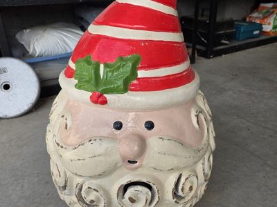 Ceramic large outdoor Santa Claus light/candle holder