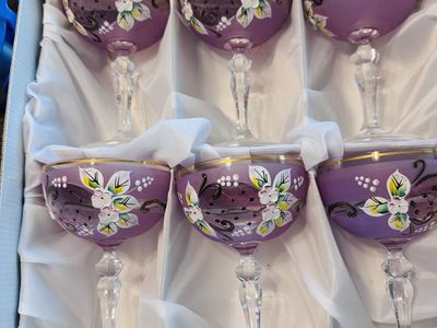 Vintage Bohemian Wine Glasses 6 Glasses