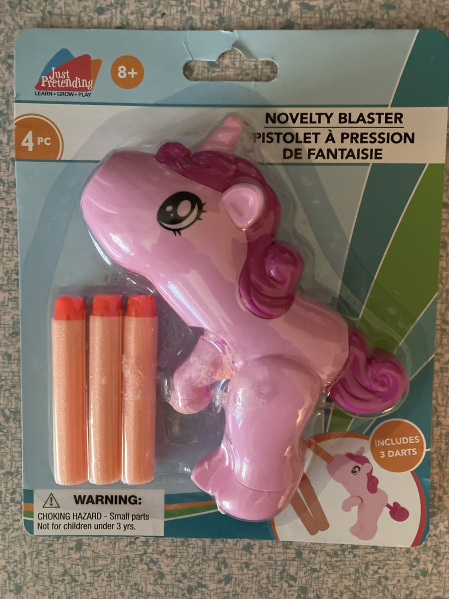 Just Pretending Pink Unicorn Novelty Blaster Toy Set with 3 Darts