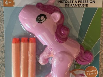 Just Pretending Pink Unicorn Novelty Blaster Toy Set with 3 Darts